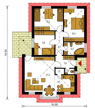 Image miroir | Plan de sol du rez-de-chaussée - BUNGALOW 59